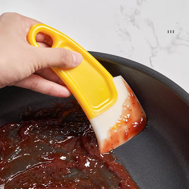 Cleaning Silicone Spatula Kitchen Scraper Soft Blade Scraper Brush Dirty Pan Pot Dishes Cleaner Tools Silicone Kitchen Utensils